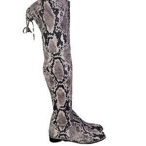 Marc Fisher Grey Snakeprint Knee High Zip Up Boots Womens Size 7 NEW